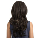 22'' Long Natural Looking Wavy Curly Layered Heat Resistant Synthetic Hair Wigs with Cap for Women Dark Brown
