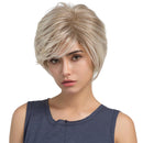 10'' Fashion Woman Layered Natural Short HEAT RESISTANT Synthetic Hair Wigs with Cap Light Blonde