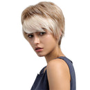 Natural Women Girls Fluffy Layered Beige Brown Short Real Human Hair Wig Heat Resistant Full Wig Cosplay Wigs