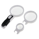 Premium Magnifying Glass 3 Lenses with LED Lights Handheld Portable Magnifier 2.5x, 5x, 16x Set