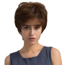 High Quality Layered 100 % Human Hair Wigs with Cap for Women Lady - Short Medium Brown 10 Inches