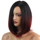 Black and Red Ombre Bob Wig Medium Straight Synthetic Daily Costume Full Wigs for Black Women