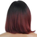 Black and Red Ombre Bob Wig Medium Straight Synthetic Daily Costume Full Wigs for Black Women