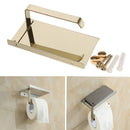 Wall Mounted Stainless Steel Toilet Tissue Paper Holder Phone Shelf Gold