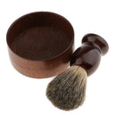 Wooden Men's Shaving Brush with Shave Mug Bowl Barber Beard Soap Cup Set - convenient to use and creat lather