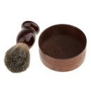 Wooden Men's Shaving Brush with Shave Mug Bowl Barber Beard Soap Cup Set - convenient to use and creat lather