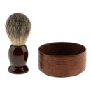 Wooden Men's Shaving Brush with Shave Mug Bowl Barber Beard Soap Cup Set - convenient to use and creat lather