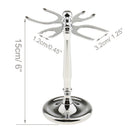 Men Barber Shaving Brush Holder Stand 4 Prongs Metal Alloy Weighted Base