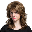 Women Lady Blond & Brown Long Wavy Curly Full Head Real Human Hair Wigs