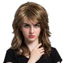 Women Lady Blond & Brown Long Wavy Curly Full Head Real Human Hair Wigs