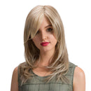 18" Ladies Fashion Women Medium Long Straight Synthetic Hair Wigs with Cap Lace Front Light Blonde - Easy to Care
