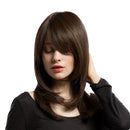 18" Women Ladies Medium Long Straight Synthetic Hair Wigs Lace Front with Cap Dark Brown - Easy to Care