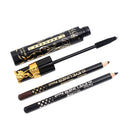 2 Colors Waterproof Long Lasting Black Brown Eyeliner Pencils Fabir Long Eyelashes Mascara Makeup Tool Set for Beginners