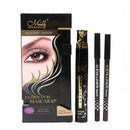 2 Colors Waterproof Long Lasting Black Brown Eyeliner Pencils Fabir Long Eyelashes Mascara Makeup Tool Set for Beginners