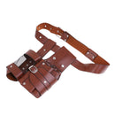 Professional Salon Leather Scissor Bag Hairdressing Pouch Barber Combs Clips Tools Holster Pouch Wasit Pack (Brown)