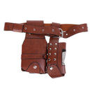 Professional Salon Leather Scissor Bag Hairdressing Pouch Barber Combs Clips Tools Holster Pouch Wasit Pack (Brown)