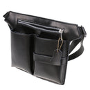 Stylish Fashionable Lightweight Soft Durable Leather Barber Waist Bag Holster Scissors Holder Pouch Black