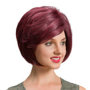 12" Wine Red Women Short Layered Coloured Synthetic Hair Wigs With Cap for Fashion Party Cosplay Costume Daily Wear
