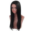 Middle Parting Long Natural Straight Synthetic Hair Silky Heat Resistant Full Wig Black Cosplay Party Daily for Women Girls