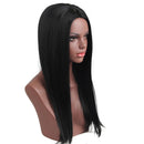 Middle Parting Long Natural Straight Synthetic Hair Silky Heat Resistant Full Wig Black Cosplay Party Daily for Women Girls