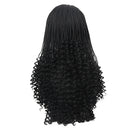 Stylish Micro Braids to Wavy Synthetic Wig Heat Resistant Fiber Hair Tied Braided Lace Front Wigs for Black Women 24