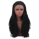 Stylish Micro Braids to Wavy Synthetic Wig Heat Resistant Fiber Hair Tied Braided Lace Front Wigs for Black Women 24