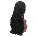 Stylish Micro Braids to Wavy Synthetic Wig Heat Resistant Fiber Hair Tied Braided Lace Front Wigs for Black Women 24
