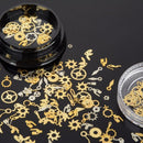 1 Box Nail Art Decoration Punk Stud Gear Wheel Parts Shiny Gold Metal Slices For UV Gel Manicure