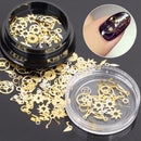 1 Box Nail Art Decoration Punk Stud Gear Wheel Parts Shiny Gold Metal Slices For UV Gel Manicure