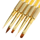 5PCS/SET Professional Flat Nail Art Brushes Cosmetic Tool Manicure Pedicure Supplies Salon Home Equipment Gold 6.7Inch