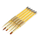 5PCS/SET Professional Flat Nail Art Brushes Cosmetic Tool Manicure Pedicure Supplies Salon Home Equipment Gold 6.7Inch