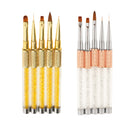 5PCS/SET Professional Flat Nail Art Brushes Cosmetic Tool Manicure Pedicure Supplies Salon Home Equipment Rose Gold 6.7Inch