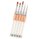 5PCS/SET Professional Flat Nail Art Brushes Cosmetic Tool Manicure Pedicure Supplies Salon Home Equipment Rose Gold 6.7Inch