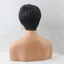 Natural Women Fluffy Black Short Real Human Hair Wig Full Wigs with Hairnet for Daily Party Cosplay