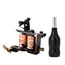 Professional Handmade Dual Coil Tattoo Machine 10 Wrap Brass Frame for Liner& Shader+Black Grip
