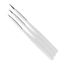 Set of 3 White UV Gel Liner Brush Drawing Painting Striping Flower Manicure Nail Art Pen DIY Design