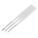 Set of 3 White UV Gel Liner Brush Drawing Painting Striping Flower Manicure Nail Art Pen DIY Design