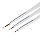 Set of 3 White UV Gel Liner Brush Drawing Painting Striping Flower Manicure Nail Art Pen DIY Design