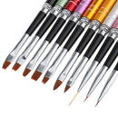 10pcs Colorful Nail Art Tips Design Nylon Brush Pen Set UV Gel Polish Dotting Painting Tool Kits