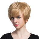 HEAT RESISTANT Gold Women 12" Short Layered Coloured 100 % Human Hair Wigs with Cap for Cosplay Costume Party or Daily Wear