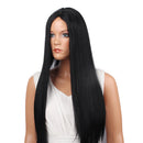 Black 24" Fashion Women Long Straight Synthetic Hair Wigs With Cap for Cosplay Costume Party or Daily Wear