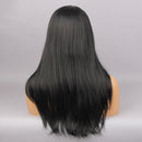 Middle Parting Long Natural Straight Synthetic Hair Silky Heat Resistant Full Wig Black Cosplay Party Daily for Women Girls Ladies