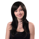 Hot Women Synthetic Hair Cosplay Long Straight Layered Side Bangs Natural Wigs Costume Fancy Party Wigs Black