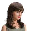 Dark Brown 18" Fashion Women Medium Straight Synthetic Hair Wigs With Cap Bang for Cosplay Costume Party Daily Wear