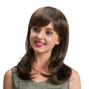 Dark Brown 18" Fashion Women Medium Straight Synthetic Hair Wigs With Cap Bang for Cosplay Costume Party Daily Wear