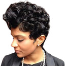 Women Lady Natural Layered Black Short Curly Real Human Hair Full Wig Heat Resistant Wigs for Daily Use/Party Cosplay