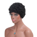 11inch Short Kinky Curly Wigs 100% Human Hair Wig Natural Looking Short Afro Kinky Curly Wigs for Black Women (Black)