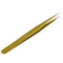 Professional Stainless Steel False Eyelash Extension Tweezers Straight Head Gold Beauty Makeup Tool