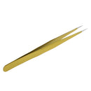 Professional Stainless Steel False Eyelash Extension Tweezers Straight Head Gold Beauty Makeup Tool