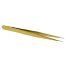Professional Stainless Steel False Eyelash Extension Tweezers Straight Head Gold Beauty Makeup Tool